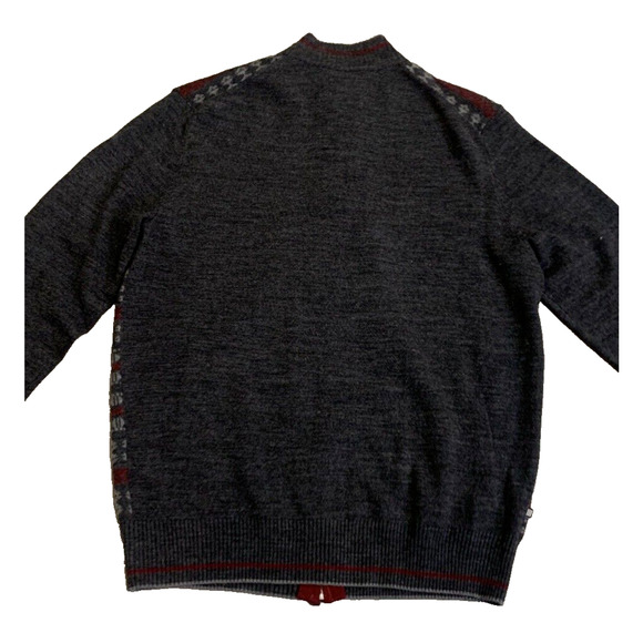 Geoffrey Beene Sweater Mens M Medium Full Zip Dark Grey 50's Rockabilly Cardigan - Picture 4 of 14
